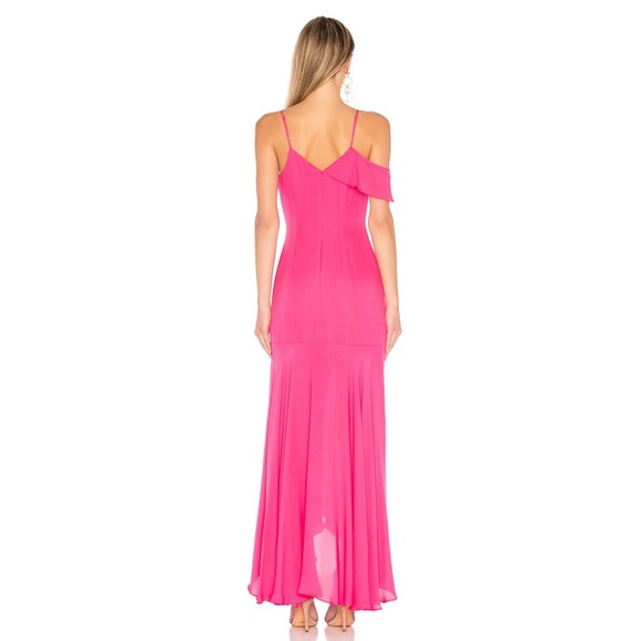 PARKER REVOLVE EMILIA SILK RUFFLE PINK MAXI DRESS GOWN - Picture 3 of 6